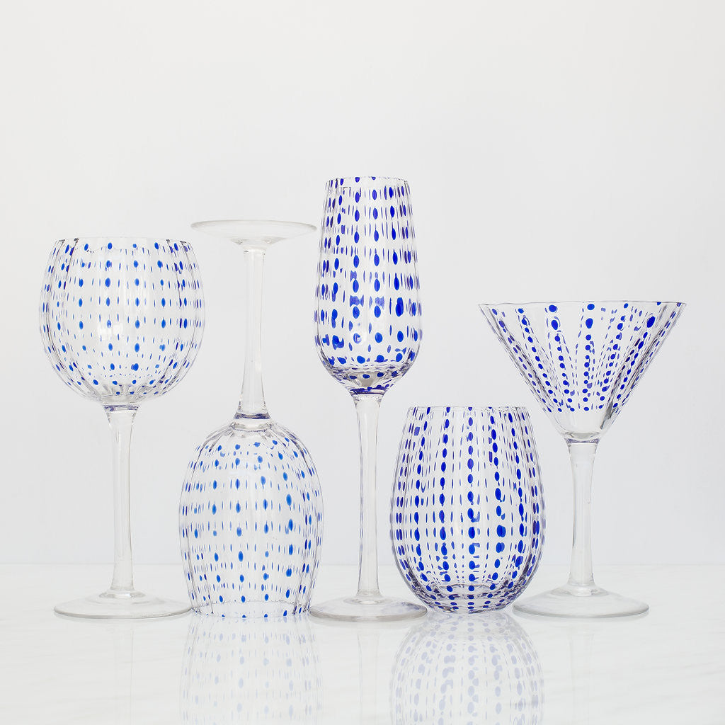 Blue Dot Stemless Drinking Glass Set of 6 - Image 3