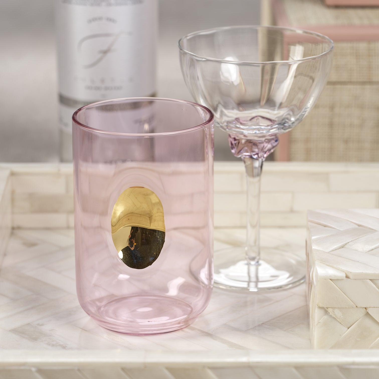 Pink Gold Accent Glass Tumblers Set of 4 - Image 2