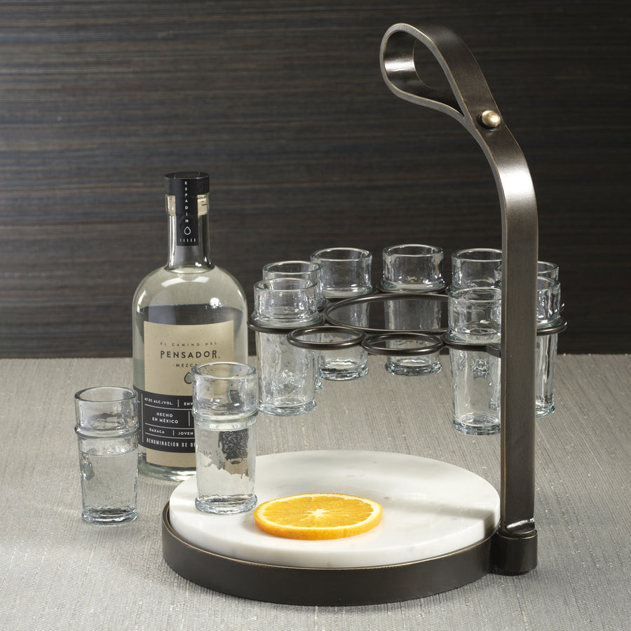 Ten Shot Tequila Set with Marble Board - Bronze - Image 2