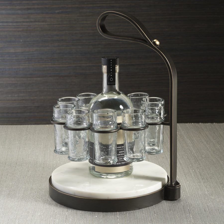 Ten Shot Tequila Set with Marble Board - Bronze - Image 3