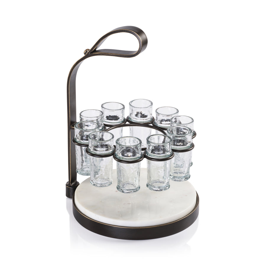 Ten Shot Tequila Set with Marble Board - Bronze - Image 5