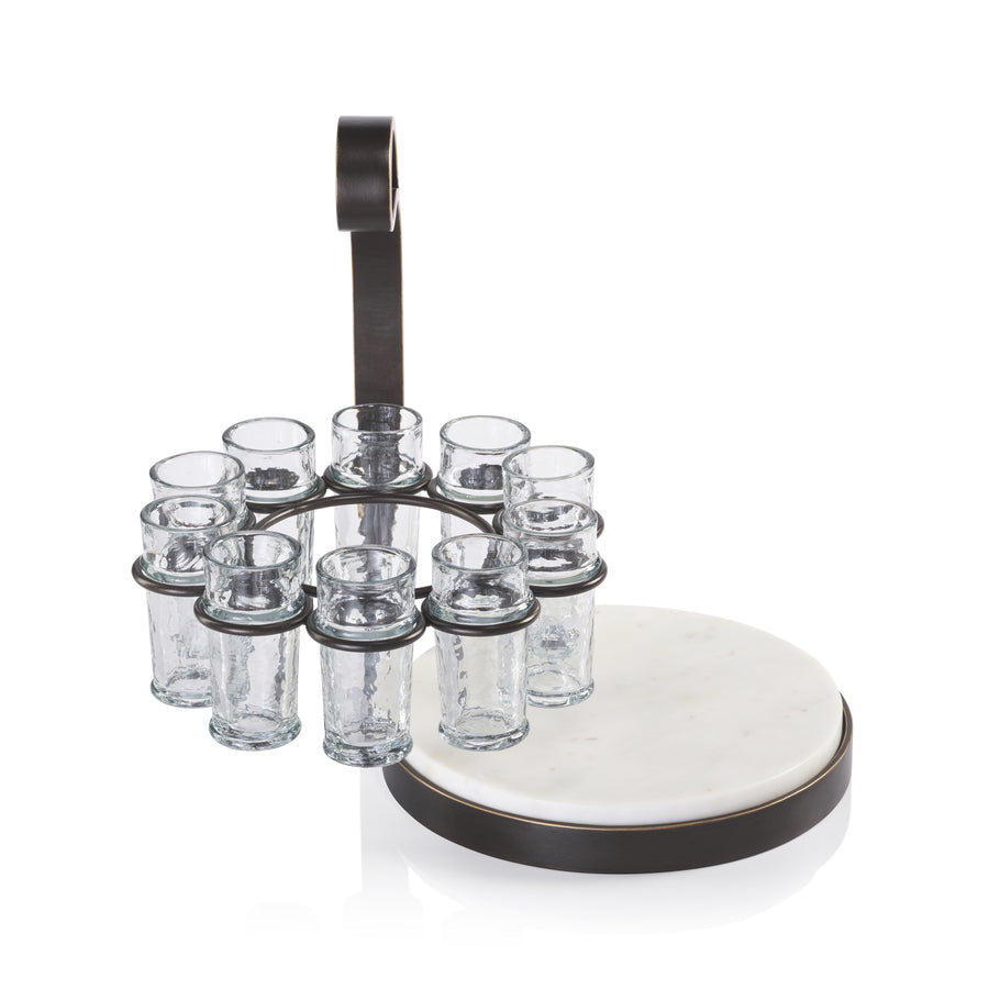 Ten Shot Tequila Set with Marble Board - Bronze - Image 4